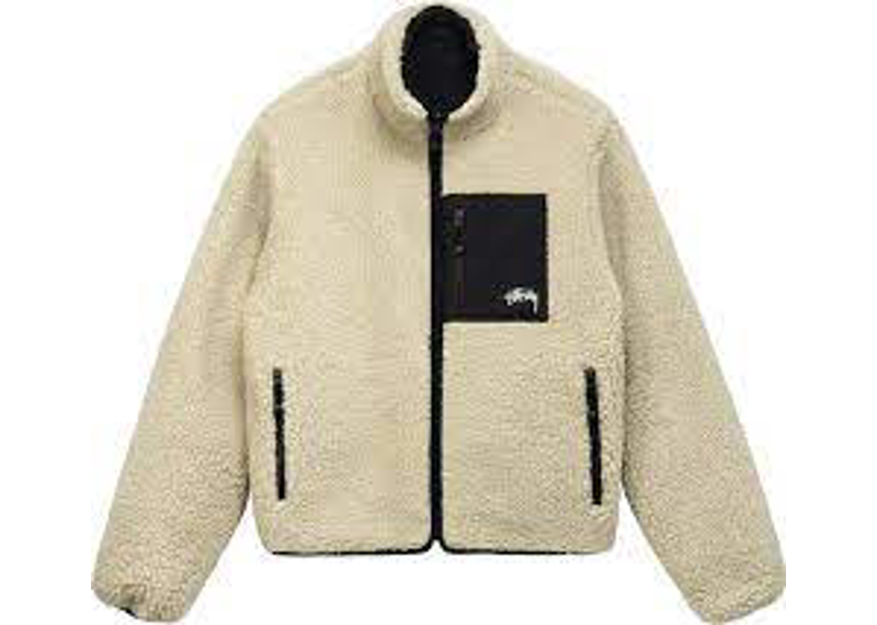 Stussy 8 Ball Sherpa Reversible Jacket Natural