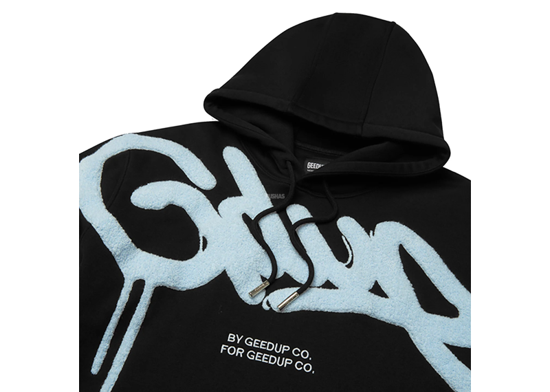 Geedup Handstyle Hoodie Black Baby Blue