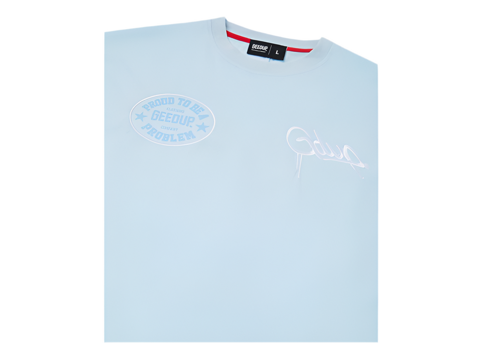 Geedup Proud To Be A Problem T-Shirt Cool Blue / White