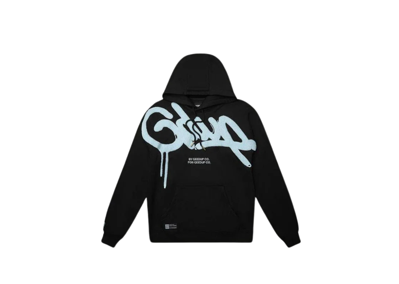 Geedup Handstyle Hoodie Black Baby Blue